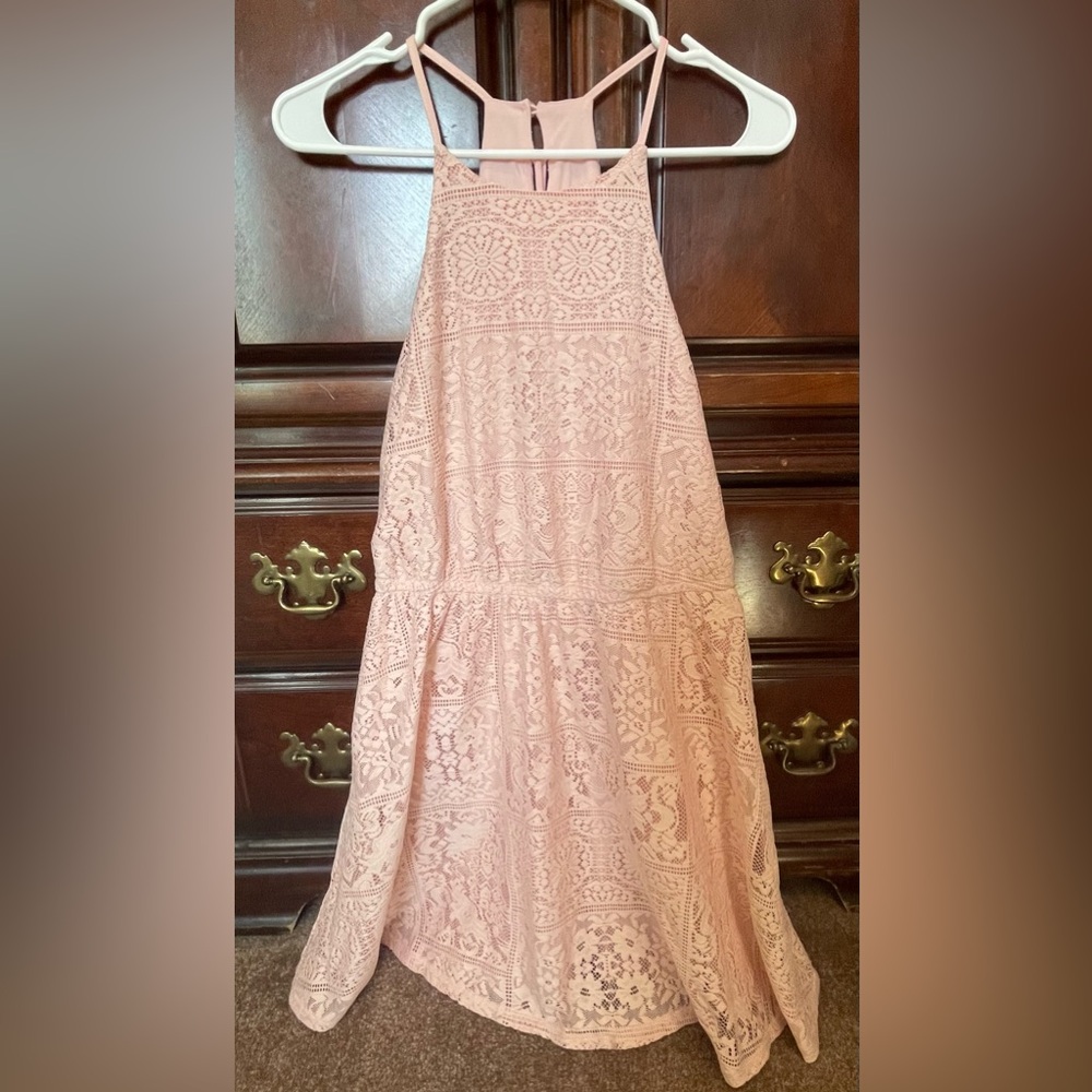 Light Pink Lace Skater Dress - Bailey Blue